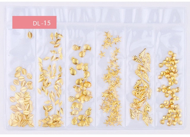 Star Month Hollow Gold and Silver Nail Art Metal Shell 3D Nail Decoration Studs Rhinestones Nail Art Design Charms Stone 1 Bag