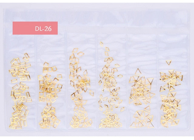 Star Month Hollow Gold and Silver Nail Art Metal Shell 3D Nail Decoration Studs Rhinestones Nail Art Design Charms Stone 1 Bag