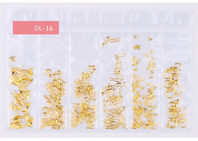 Star Month Hollow Gold and Silver Nail Art Metal Shell 3D Nail Decoration Studs Rhinestones Nail Art Design Charms Stone 1 Bag