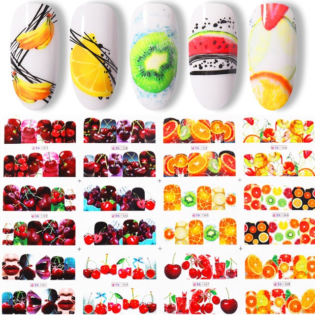 12 Designs Nail Stickers Set Mixed Floral Geometric Nail Art Water Transfer Decals Sliders Flower Leaves Manicures Decoration