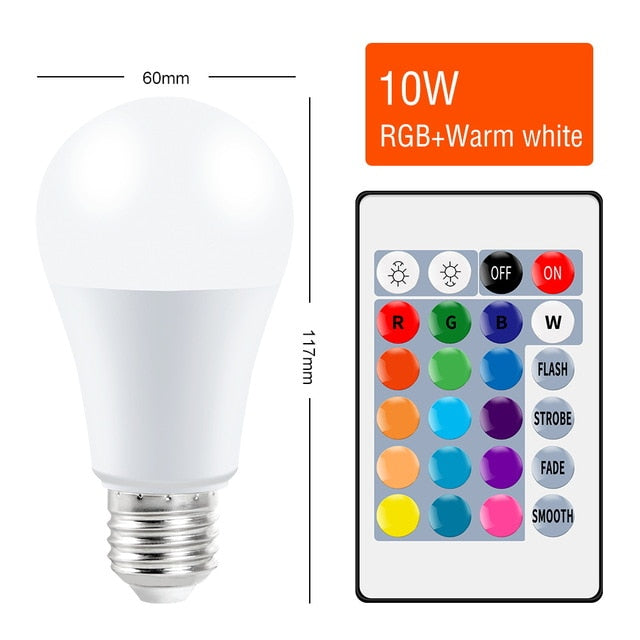 E27 Smart Control Lamp Led RGB Light Dimmable 5W 10W 15W RGBW Led Lamp Colorful Changing Bulb Led Lampada RGBW White Decor Home