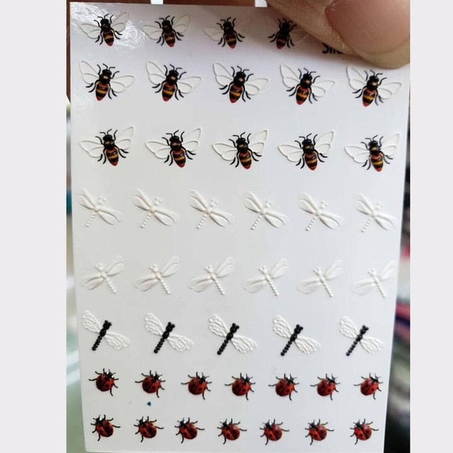 1pc 3D Acrylic Engraved Nail Sticker Embossed White&Pink Color Flower Water Decals Empaistic Nail Water Slide Decals Z0342