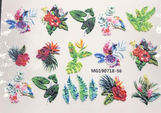 1pc 3D Acrylic Engraved Nail Sticker Embossed White&Pink Color Flower Water Decals Empaistic Nail Water Slide Decals Z0342
