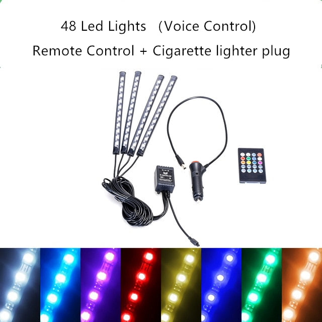 Car Decoration Light Interior Atmosphere Light RGB LED Strip Light With USB Wireless Remote Music Control Multiple Modes