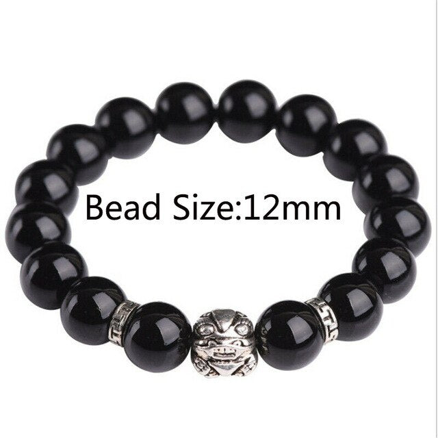 Unisex Men Bracelet Lucky Buddha Obsidian Stone Bead Bracelets Chinese FengShui Pi Xiu Color Changing Wristband Wealth Bracelet