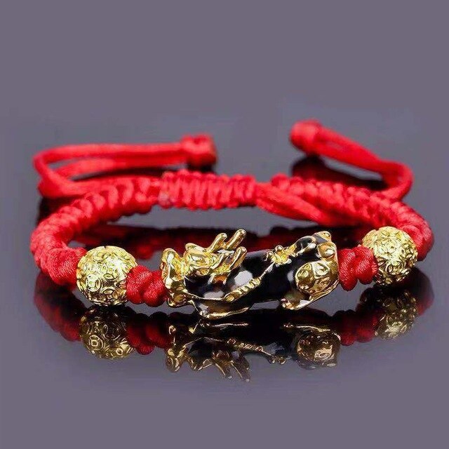 Unisex Men Bracelet Lucky Buddha Obsidian Stone Bead Bracelets Chinese FengShui Pi Xiu Color Changing Wristband Wealth Bracelet