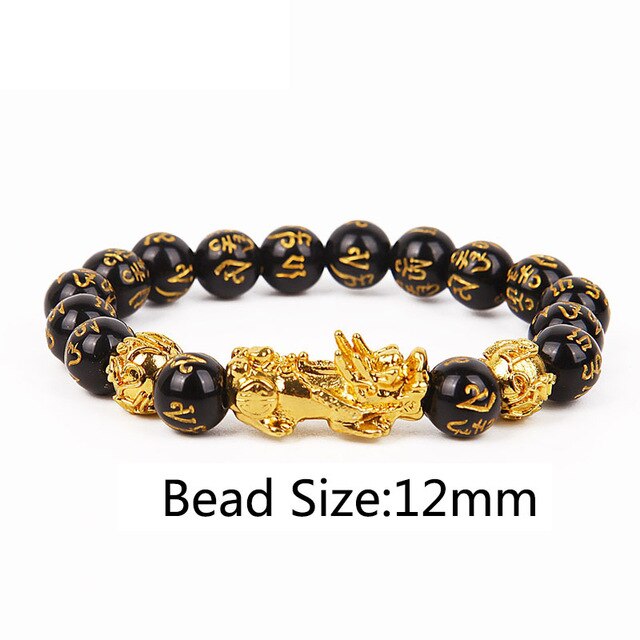 Unisex Men Bracelet Lucky Buddha Obsidian Stone Bead Bracelets Chinese FengShui Pi Xiu Color Changing Wristband Wealth Bracelet