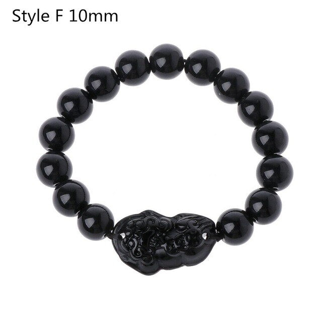 Unisex Men Bracelet Lucky Buddha Obsidian Stone Bead Bracelets Chinese FengShui Pi Xiu Color Changing Wristband Wealth Bracelet