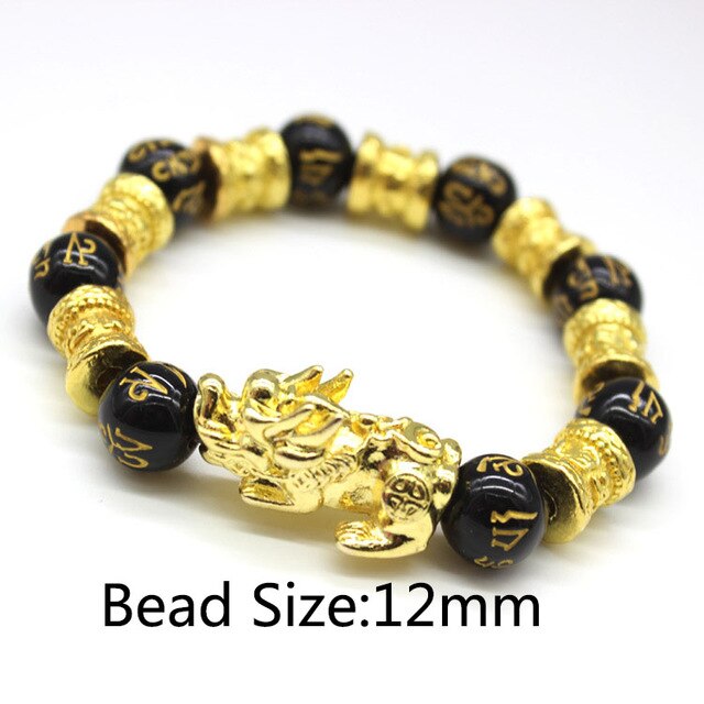 Unisex Men Bracelet Lucky Buddha Obsidian Stone Bead Bracelets Chinese FengShui Pi Xiu Color Changing Wristband Wealth Bracelet