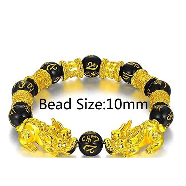 Unisex Men Bracelet Lucky Buddha Obsidian Stone Bead Bracelets Chinese FengShui Pi Xiu Color Changing Wristband Wealth Bracelet