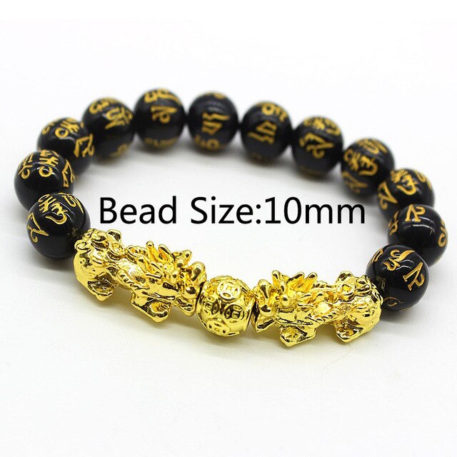 Unisex Men Bracelet Lucky Buddha Obsidian Stone Bead Bracelets Chinese FengShui Pi Xiu Color Changing Wristband Wealth Bracelet