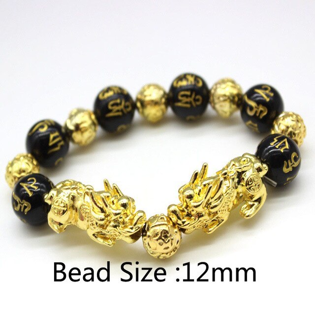 Unisex Men Bracelet Lucky Buddha Obsidian Stone Bead Bracelets Chinese FengShui Pi Xiu Color Changing Wristband Wealth Bracelet