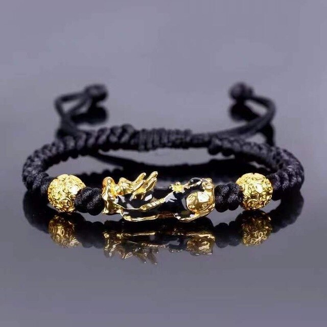 Unisex Men Bracelet Lucky Buddha Obsidian Stone Bead Bracelets Chinese FengShui Pi Xiu Color Changing Wristband Wealth Bracelet