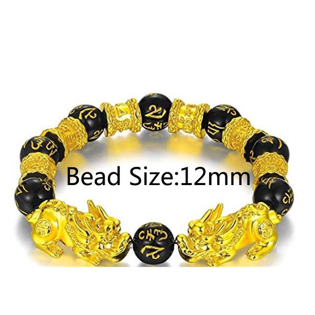 Unisex Men Bracelet Lucky Buddha Obsidian Stone Bead Bracelets Chinese FengShui Pi Xiu Color Changing Wristband Wealth Bracelet