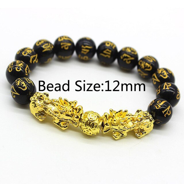 Unisex Men Bracelet Lucky Buddha Obsidian Stone Bead Bracelets Chinese FengShui Pi Xiu Color Changing Wristband Wealth Bracelet