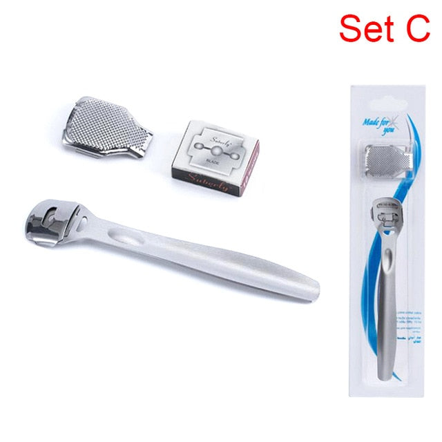 1 Set Stainless Steel Foot Skin Shaver Corn Cuticle Cutter Remover Rasp Pedicure File Foot Callus 10 Blades Foot Care Tool