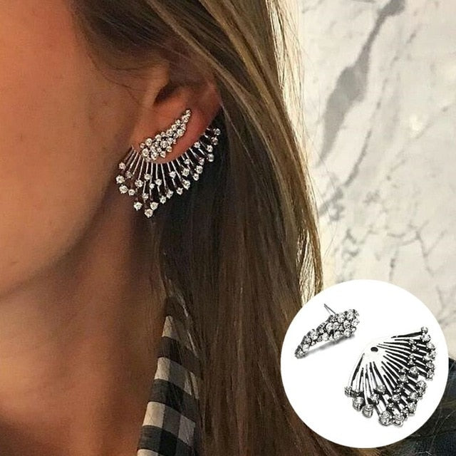 2020 New Fashion Simulated Pearls Pendient Angel Wings Leaf Feather Flowers Stud Earrings For Women Wedding Jewelry