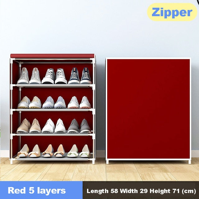 Simple Multilayer Shoe Rack Nonwoven Storage Closet Home Dorm Entryway Space-saving Shoe Stand Holder Shoe Cabinet with Zipper