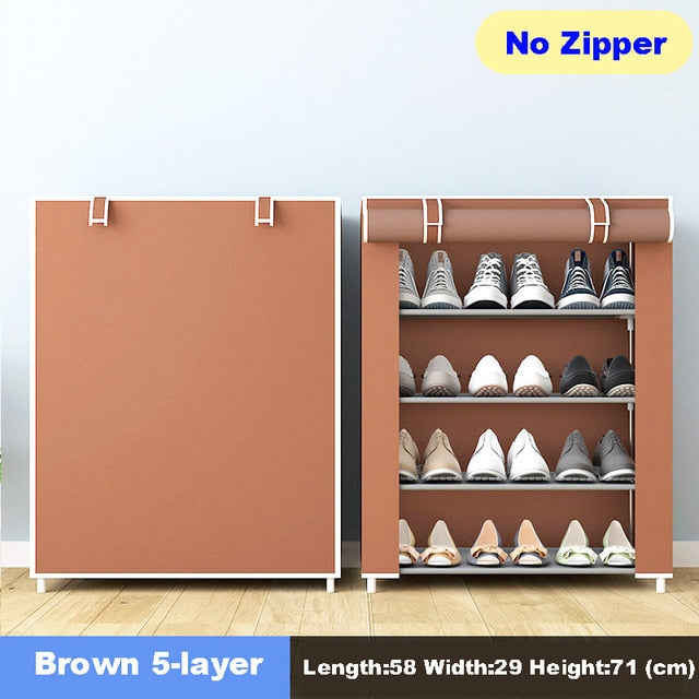 Simple Multilayer Shoe Rack Nonwoven Storage Closet Home Dorm Entryway Space-saving Shoe Stand Holder Shoe Cabinet with Zipper