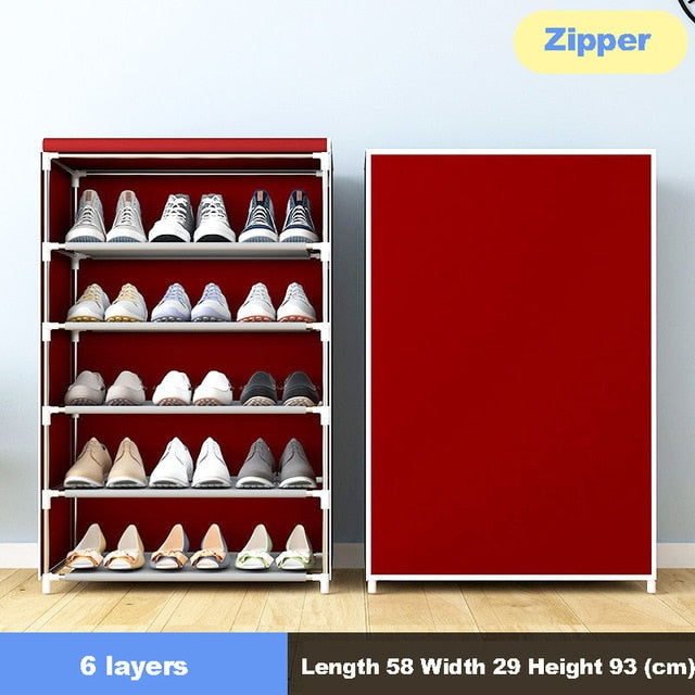 Simple Multilayer Shoe Rack Nonwoven Storage Closet Home Dorm Entryway Space-saving Shoe Stand Holder Shoe Cabinet with Zipper