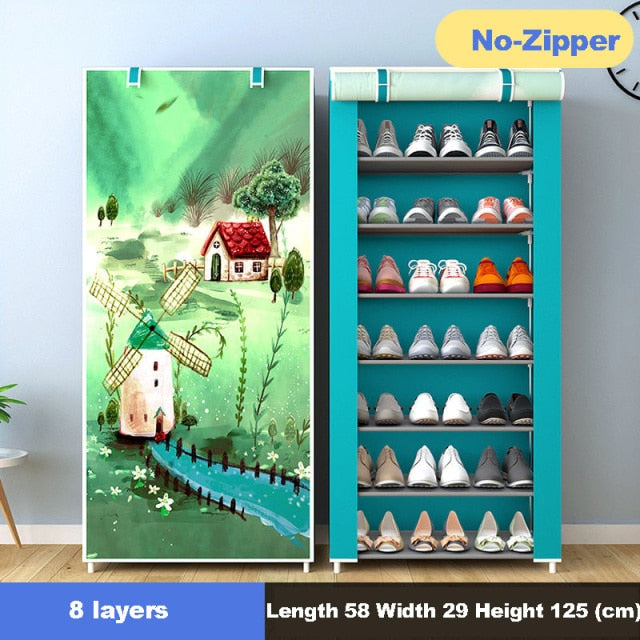 Simple Multilayer Shoe Rack Nonwoven Storage Closet Home Dorm Entryway Space-saving Shoe Stand Holder Shoe Cabinet with Zipper