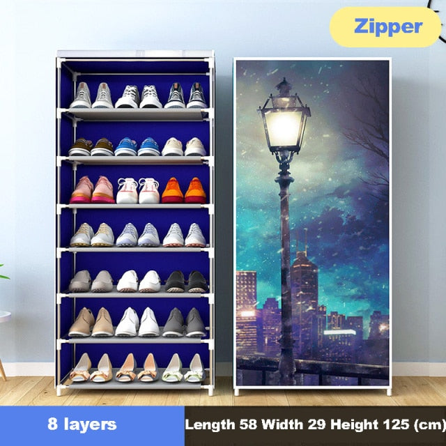 Simple Multilayer Shoe Rack Nonwoven Storage Closet Home Dorm Entryway Space-saving Shoe Stand Holder Shoe Cabinet with Zipper