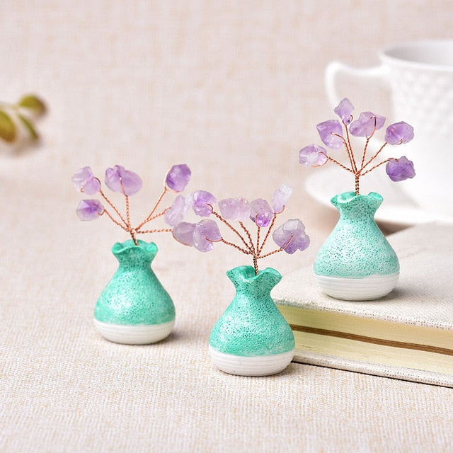 1PC Natural Amethyst Tree Crystal Quartz Mineral Ornaments Tree of Life Home Decoration Lucky tree Healing Pavilion Decorate