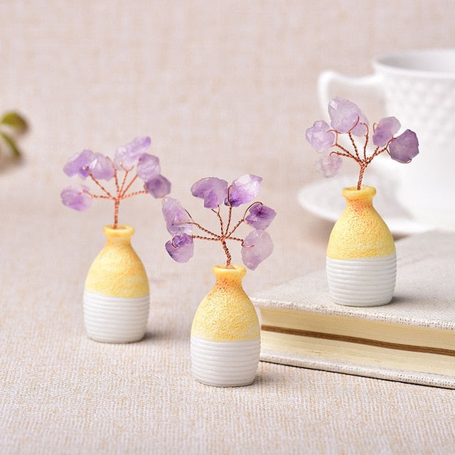 1PC Natural Amethyst Tree Crystal Quartz Mineral Ornaments Tree of Life Home Decoration Lucky tree Healing Pavilion Decorate