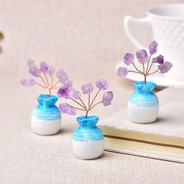 1PC Natural Amethyst Tree Crystal Quartz Mineral Ornaments Tree of Life Home Decoration Lucky tree Healing Pavilion Decorate