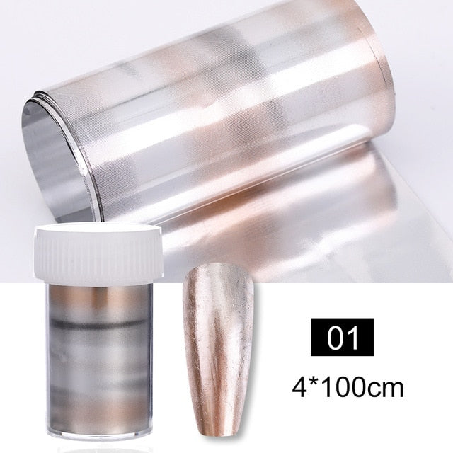 1 Roll Pink Gold Sliver Nail Foils Sparkly Sky Glitter Nail Art Transfer Stickers Slider Paper Nail Art Manicures Decoration New