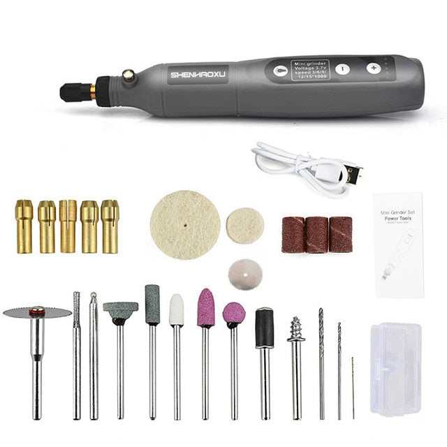 Electric Cordless Drill Power Tools 3.6V Grinder Grinding Accessories Set 5-Speed Adjustable Wireless Engraving Pen Led Light