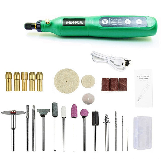 Electric Cordless Drill Power Tools 3.6V Grinder Grinding Accessories Set 5-Speed Adjustable Wireless Engraving Pen Led Light
