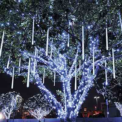 Solar LED Meteor Shower Rain Lights Holiday String Lights Waterproof Garden Light 8 Tubes 144 Leds Christmas Wedding Decoration