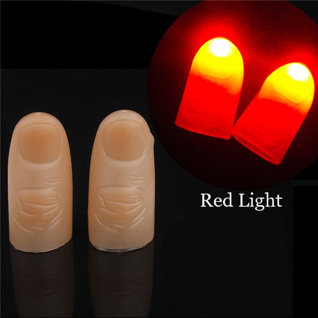 2pcs/set Magic Thumbs Light Toys for Adult Magic Trick Props Blue Light Led Flashing Fingers Halloween Party Toys for Children