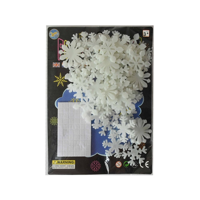 50pcs 3D Snowflake Luminous Wall Sticker Fluorescent Glow In The Dark Wall Decal For Homw Kids Room Bedroom Christmas Decor