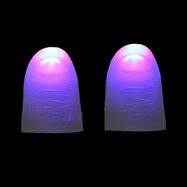 2pcs/set Magic Thumbs Light Toys for Adult Magic Trick Props Blue Light Led Flashing Fingers Halloween Party Toys for Children