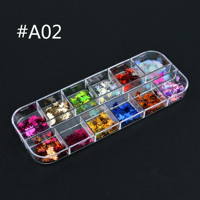 12 Grids Charm 3D Nail Flakes Butterfly Shape Laser Glitter Sequins Holographic Nail Art Decorations Manicure DIY Tips