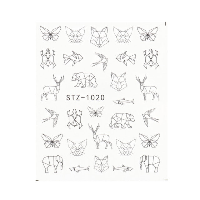 Abstract Lady Face Nail Decals Water Black Leaf Sliders Paper Nail Art Decor Gel Polish Sticker Manicure Foils CHSTZ1018-1033