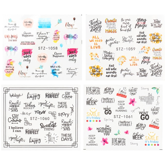 Abstract Lady Face Nail Decals Water Black Leaf Sliders Paper Nail Art Decor Gel Polish Sticker Manicure Foils CHSTZ1018-1033