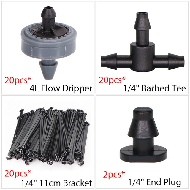 Garden Drip Irrigation Kit Micro Mist Spray Cooling System 4/7mm Hose Automatic Watering Sprinkler Dripper With Tee Connector