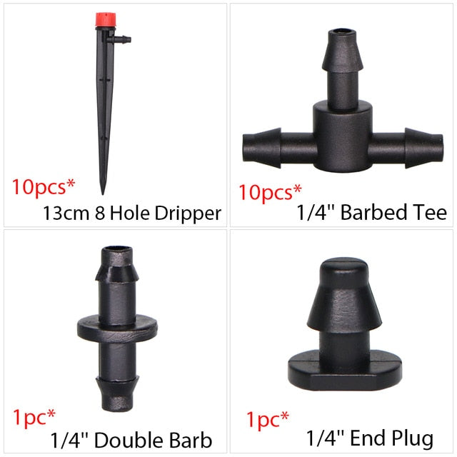 Garden Drip Irrigation Kit Micro Mist Spray Cooling System 4/7mm Hose Automatic Watering Sprinkler Dripper With Tee Connector
