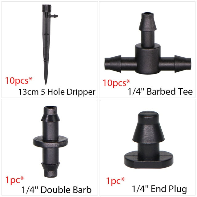 Garden Drip Irrigation Kit Micro Mist Spray Cooling System 4/7mm Hose Automatic Watering Sprinkler Dripper With Tee Connector