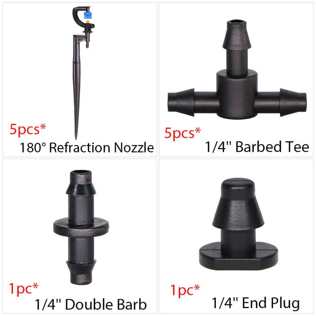 Garden Drip Irrigation Kit Micro Mist Spray Cooling System 4/7mm Hose Automatic Watering Sprinkler Dripper With Tee Connector