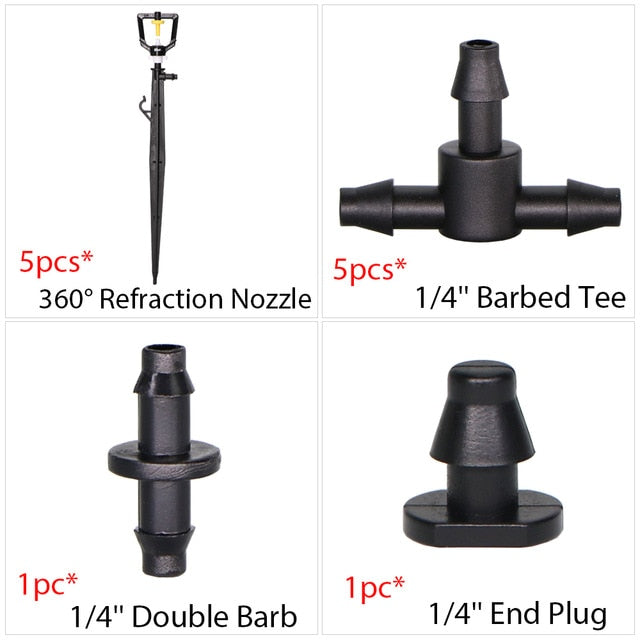 Garden Drip Irrigation Kit Micro Mist Spray Cooling System 4/7mm Hose Automatic Watering Sprinkler Dripper With Tee Connector