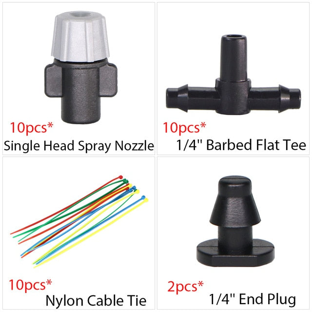 Garden Drip Irrigation Kit Micro Mist Spray Cooling System 4/7mm Hose Automatic Watering Sprinkler Dripper With Tee Connector