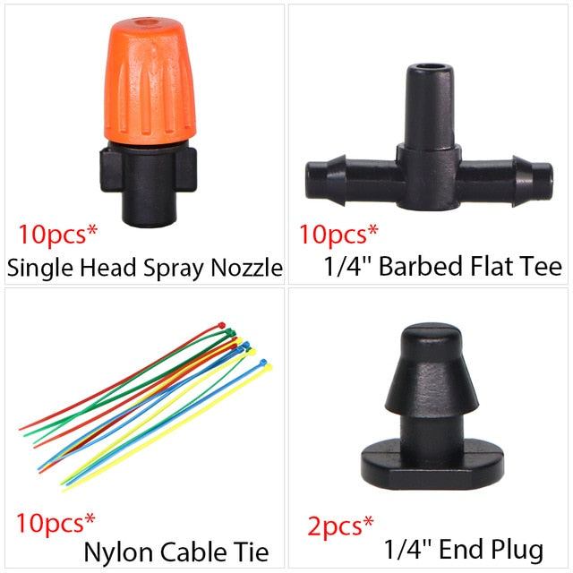 Garden Drip Irrigation Kit Micro Mist Spray Cooling System 4/7mm Hose Automatic Watering Sprinkler Dripper With Tee Connector