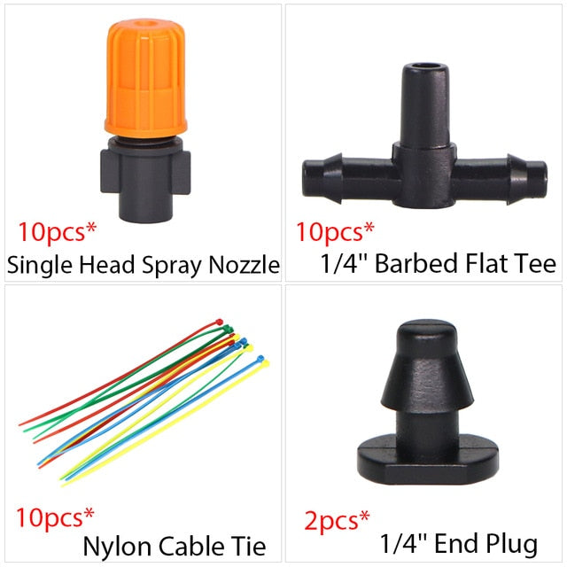 Garden Drip Irrigation Kit Micro Mist Spray Cooling System 4/7mm Hose Automatic Watering Sprinkler Dripper With Tee Connector