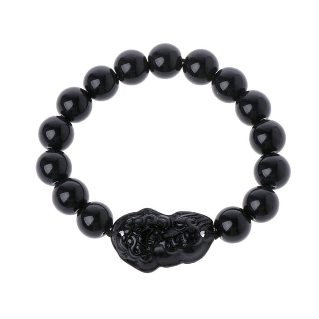 Stone Beads Bracelet Men Women Unisex Chinese Feng Shui Pi Xiu Obsidian Wristband Gold Wealth and Good Luck Women Bracelets