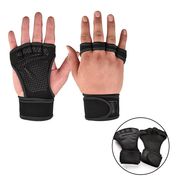 New 1 Pair Weight Lifting Training Gloves Women Men Fitness Sports Body Building Gymnastics Grips Gym Hand Palm Protector Gloves