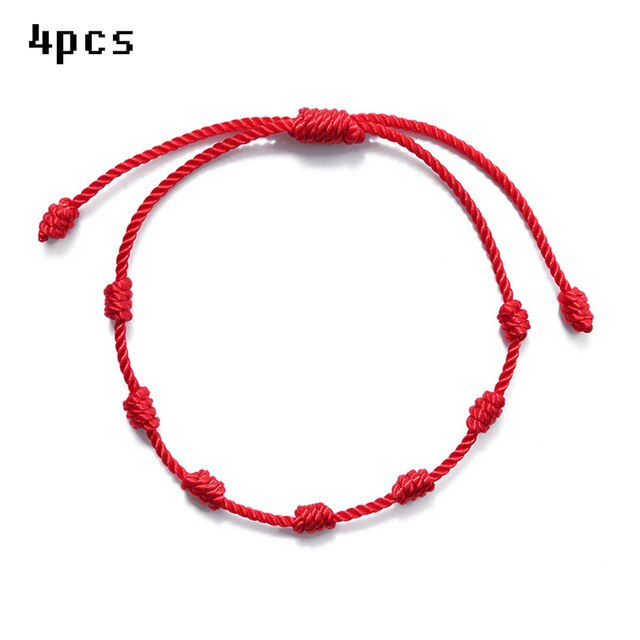 7 Knots Red String Bracelets for Protection Good Luck Amulet for Success Prosperity Handmade Rope Bracelets Lucky Charm Bangles